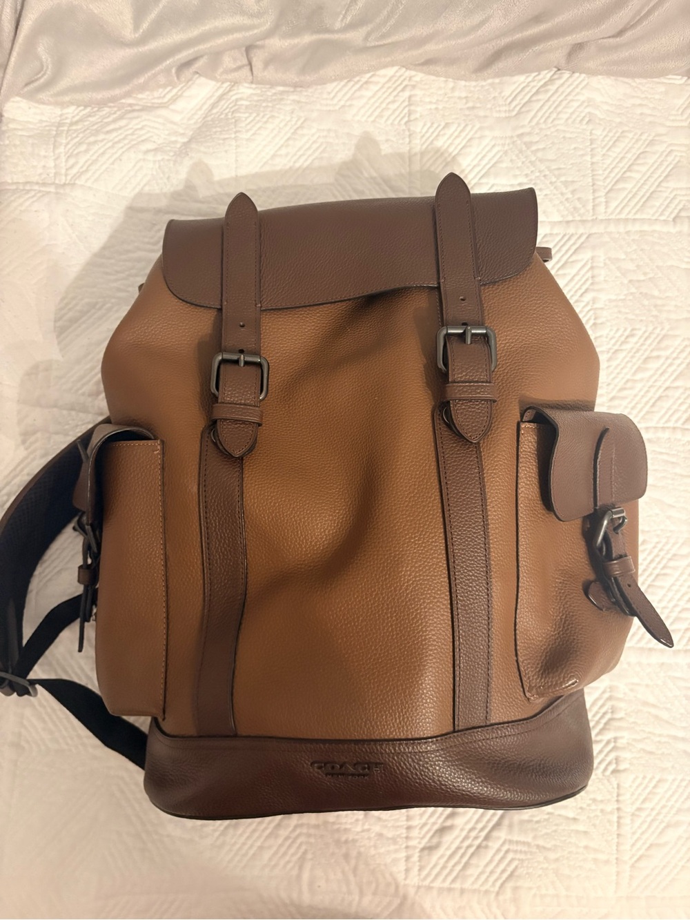 Coach Hudson Two-Tone Brown Leather Backpack
